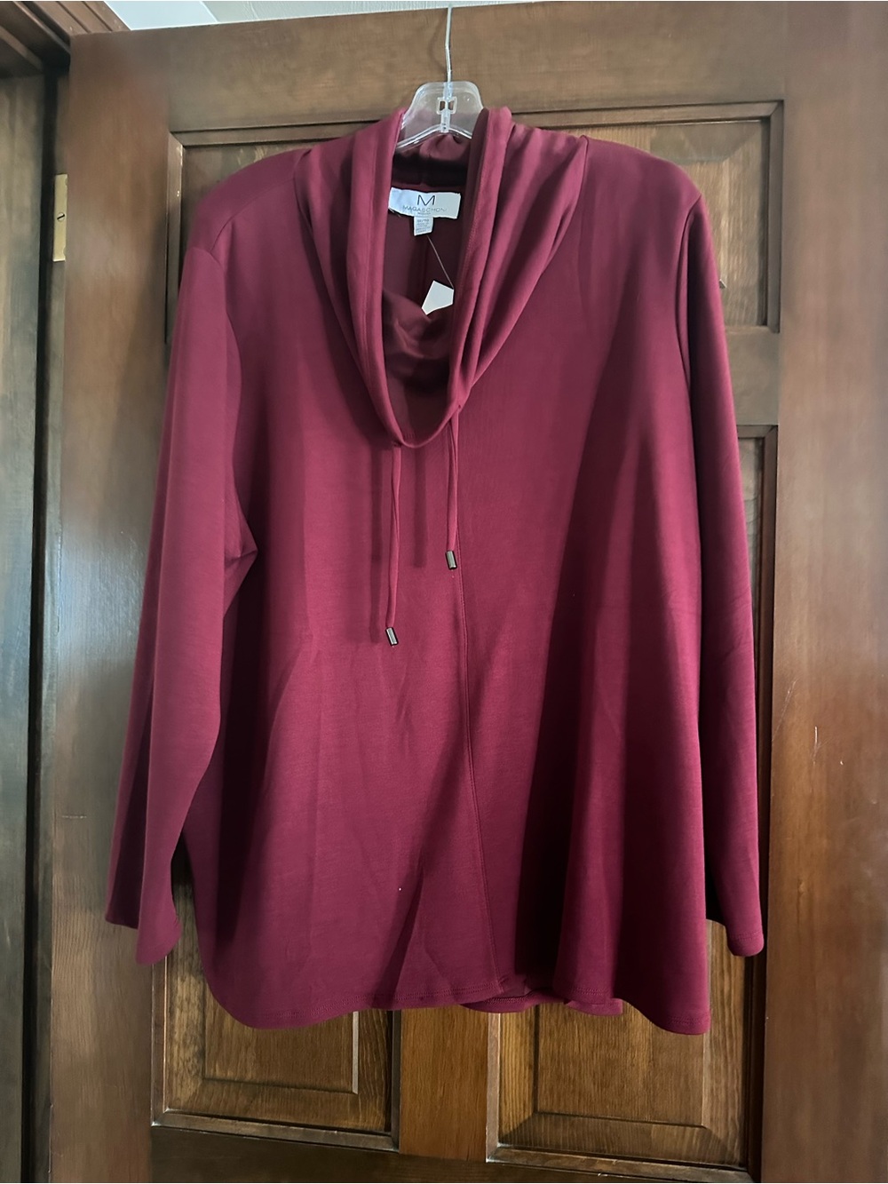 Magaschoni Burgundy Cowl Neck Women's Sweatshirt Modal 1X NWT